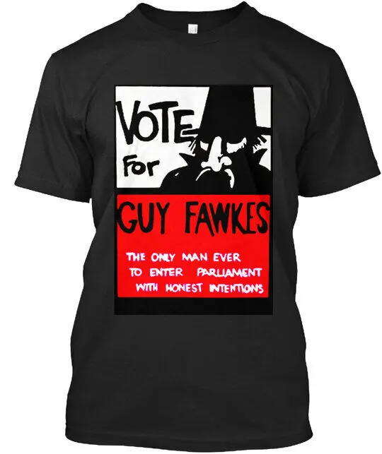 Vote For Guy Fawkes T-Shirt Made in the USA Anime Pattern Clothing Cotton Short Sleeve