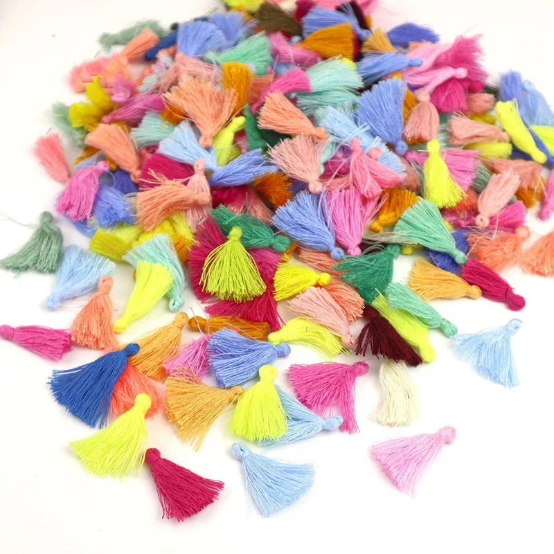 50/100Pcs Multi-Colors Mini Tiny Handmade Tassels Charms For Earring Pendant Jewelry Necklace Making DIY Craft Accessories