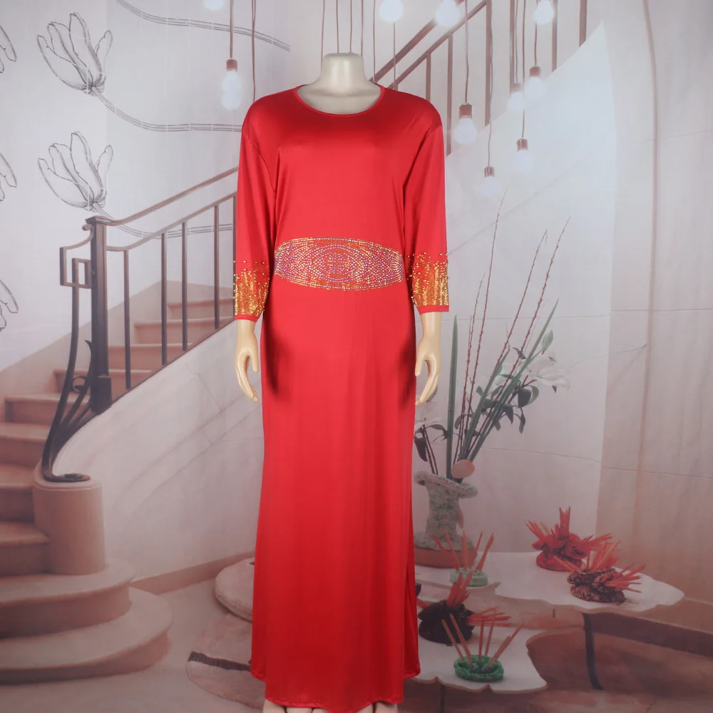 Neu eingetroffen: Afrikanisches zweiteiliges Kleid für Damen, elegantes Luxuskleid mit Strass für die Kirche – Detail 12