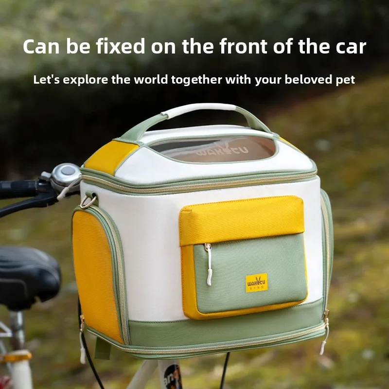 حقيبة الحيوانات الأليفة للدراجة الخارجية من Wakytu، حقيبة قطط كاجوال وقابلة للتنفس، حقيبة قطط محمولة بكتف واحد للدراجة #3