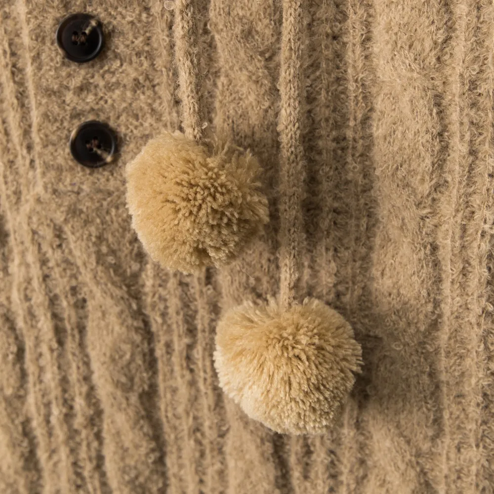 재미있는 털이 많은 볼 디자인 슬림핏 후드 여성 스웨터 니트 디자이너 겨울 옷 여성 소녀 우아한 긴 소매 탑스 풀오버