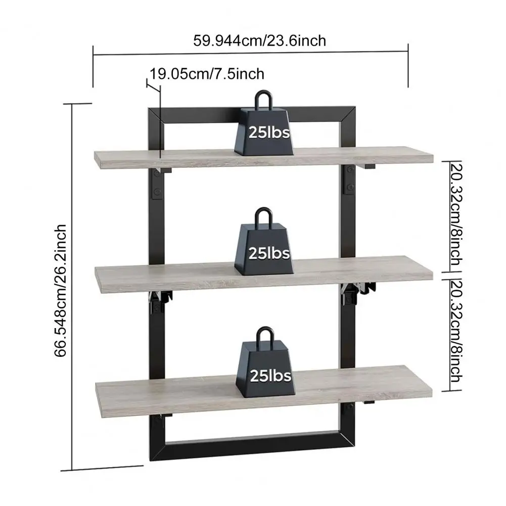 Wall Mounted Wooden Shelves Wooden Wall Mounted Storage Shelf Foldable Design Strong Load-bearing Capacity Easy for Floating