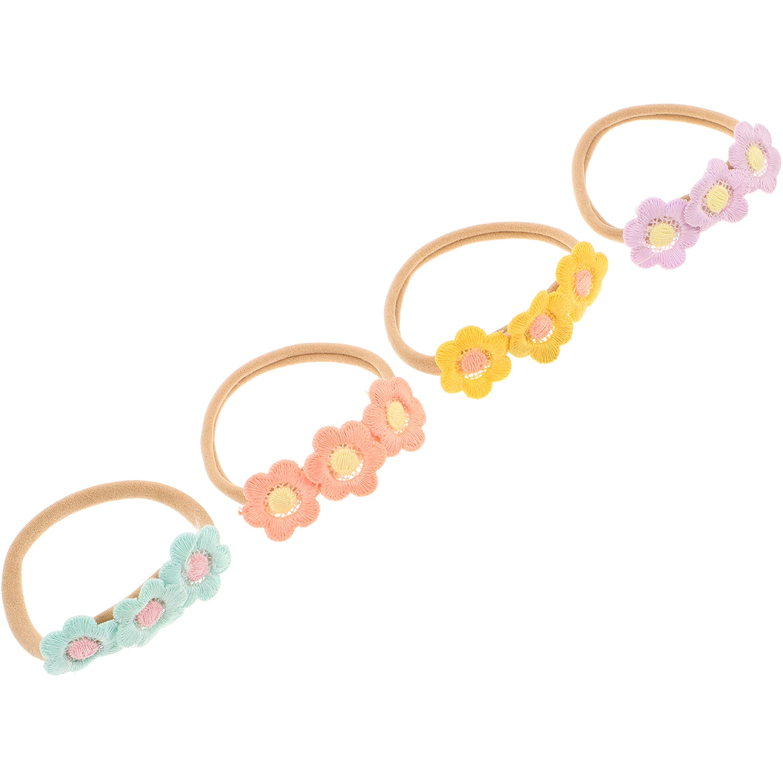 

4pcs Baby Girl Flower Hairband Elastic Daisy Headbands Newborn Toddler Accessories Soft Material Adjustable Band Versatile