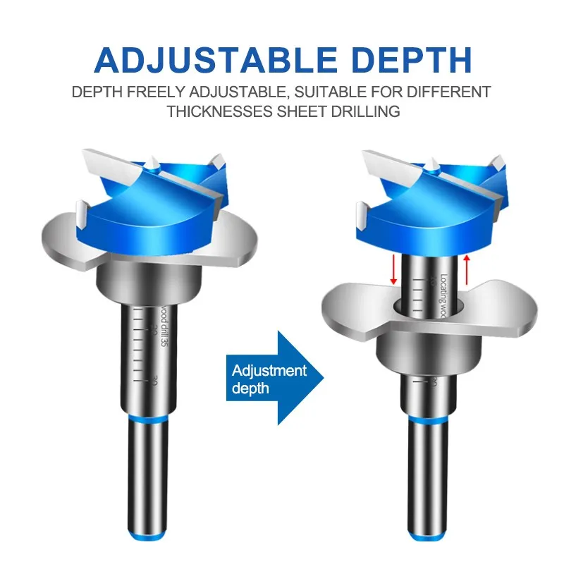 XCAN Forstner Drill Bit 15-35mm Carbide Tipped Drill Bit Set Adjustable Core Drill Boring Bit Woodworking Tool Hole Saw Cutter