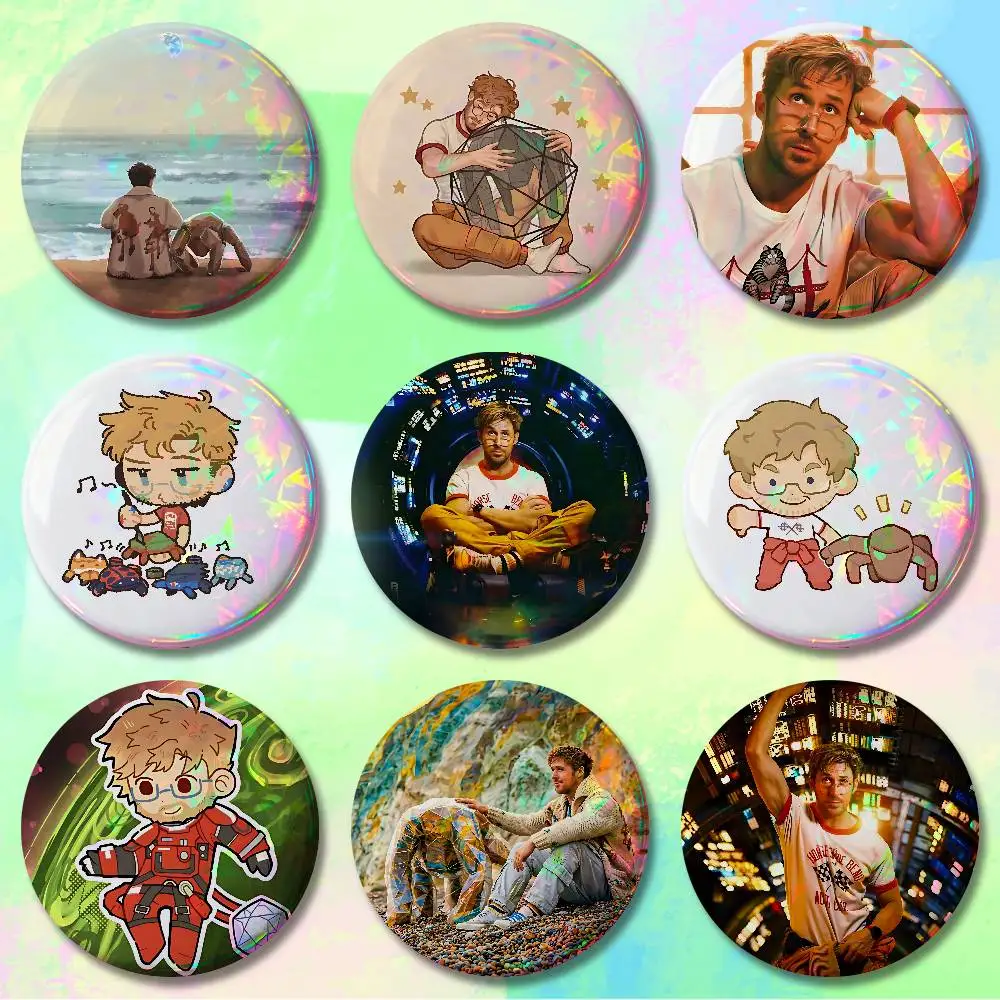 Ryan Gosling P-Project Hail Mary New Badge Round Brooch Tinplate Figure Icon DIY Clothing Accessories Collectible Gifts Badges