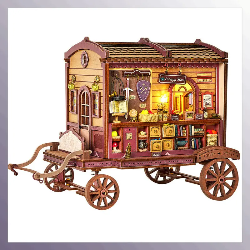 

Diy Wooden Entropy'S Flow Casa Doll Houses Miniature Model Kits Magic Carriage Cabin Dollhouse With Furniture For Friends Gifts