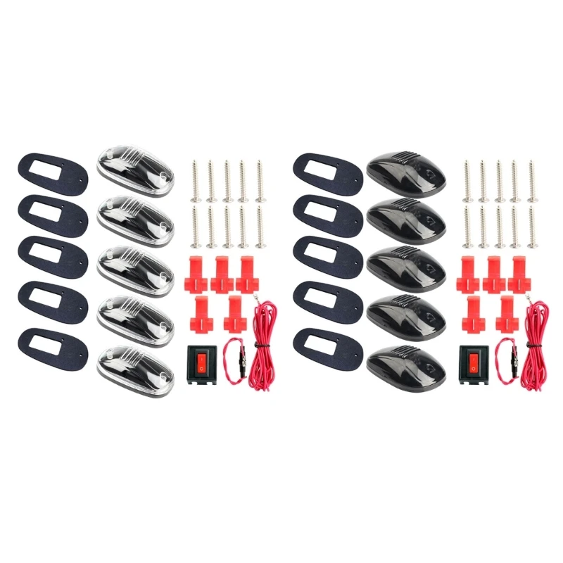 

5 шт., фары для кабины, габаритные фонари на крыше, замена 12 светодиодов, желтые фонари для кабины, водонепроницаемые огни для