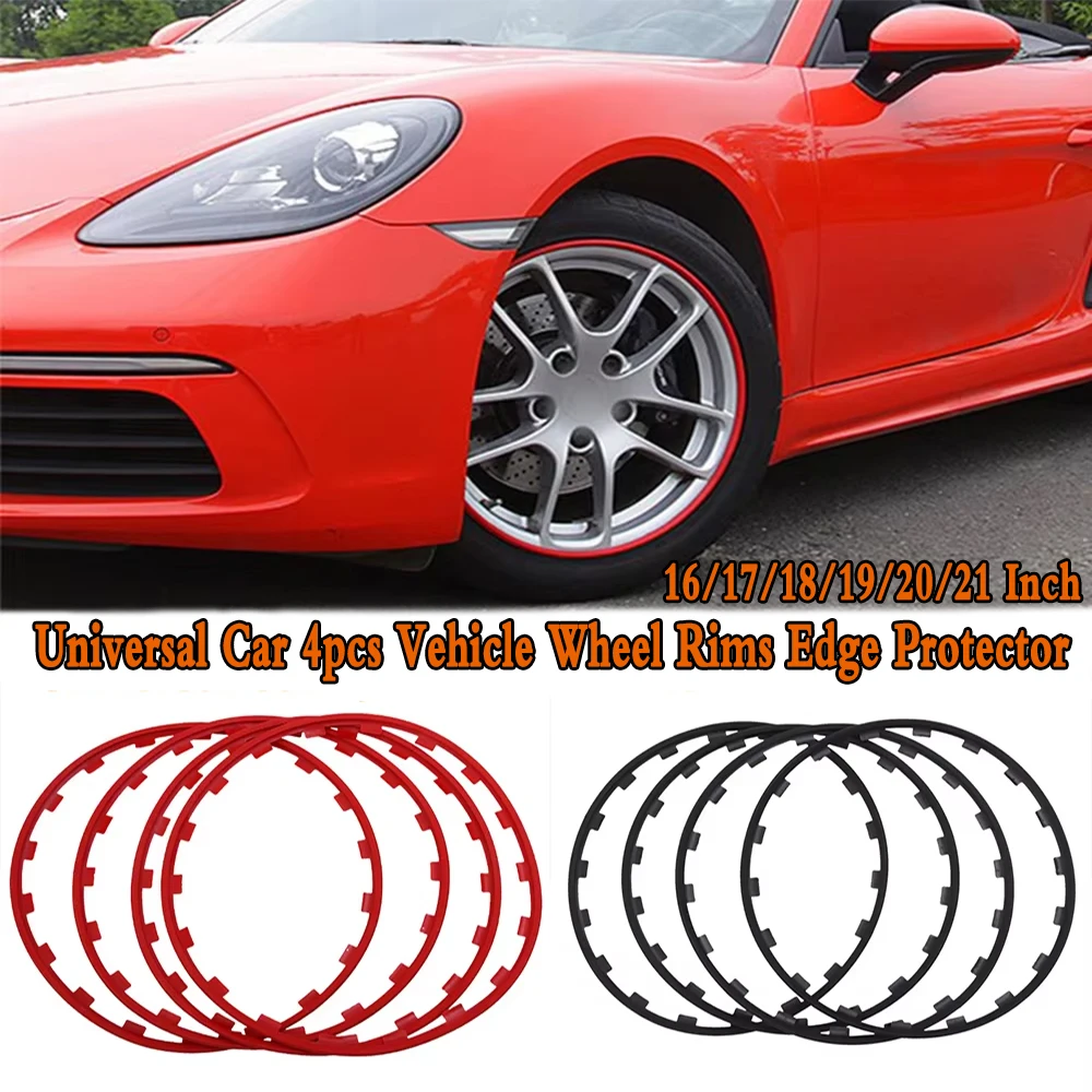 Universal Car 4pcs Vehicle Wheel Rims Edge Protector For Tesla Model 3 Y S X 2017-2023 Ring Tire Guard Strip For Bmw VW Mercedes