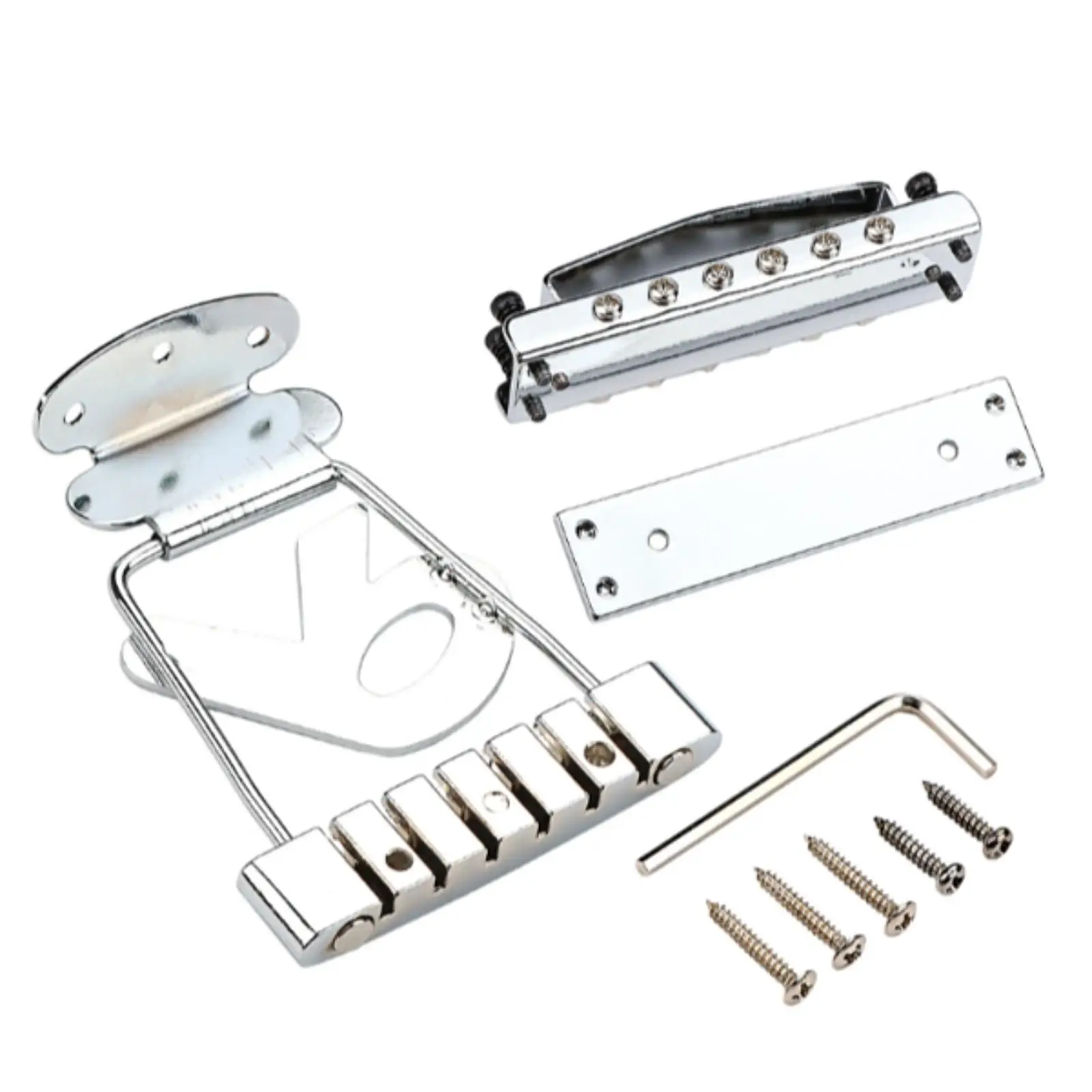 Guitar Tailpiece Bridge Set Replacement R Shape with Wrench Screws for Electric Guitar Upgrade Accessory Parts