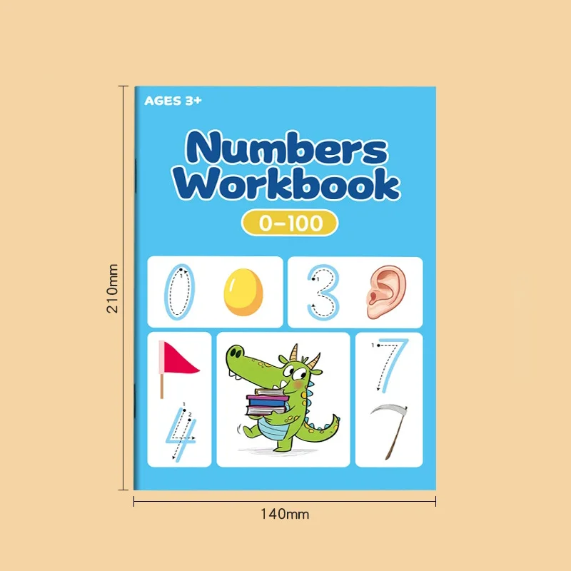 كتاب تتبع أرقام ما قبل المدرسة 0-100 - دفتر ممارسة الكتابة للأطفال للتحكم في القلم في رياض الأطفال