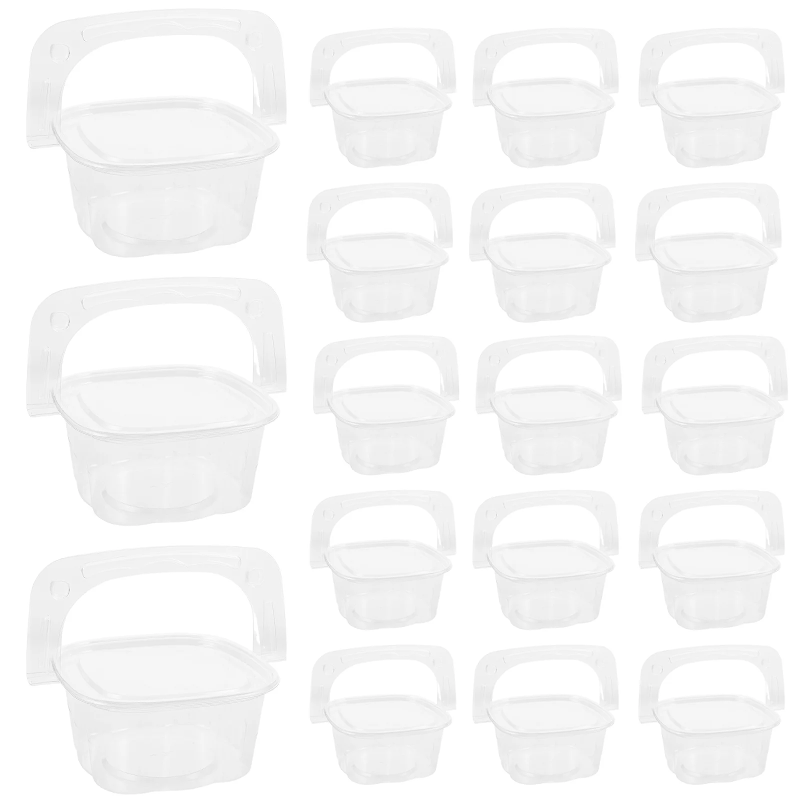

50Pcs Clear Fruit Packaging Box Transparent Food Storage Container Portable Handle to Go Dessert Box Fruit Container