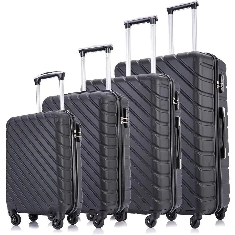 

4-Piece 18-28 Inch Hard Shell ABS Luggage Set with Spinner Wheels, Carry-On Suitcase (Black)