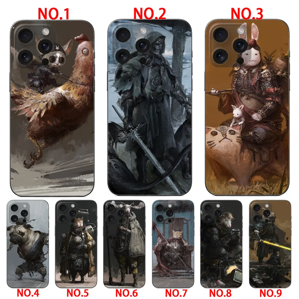 Animal warrior illustration TPU soft case  for iPhone 15 Pro 15 Pro Max 16 16 Plus 16 Pro 16 Pro Max