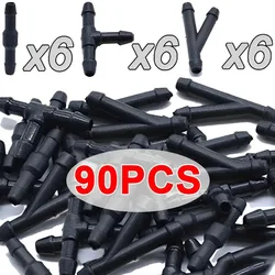 18/90PCS Windscreen Washer Joiner Pipe Connector T Piece Straight 3 Way Y Piece Air Fuel Water Petrol Wiper Washer Nozzle Hose