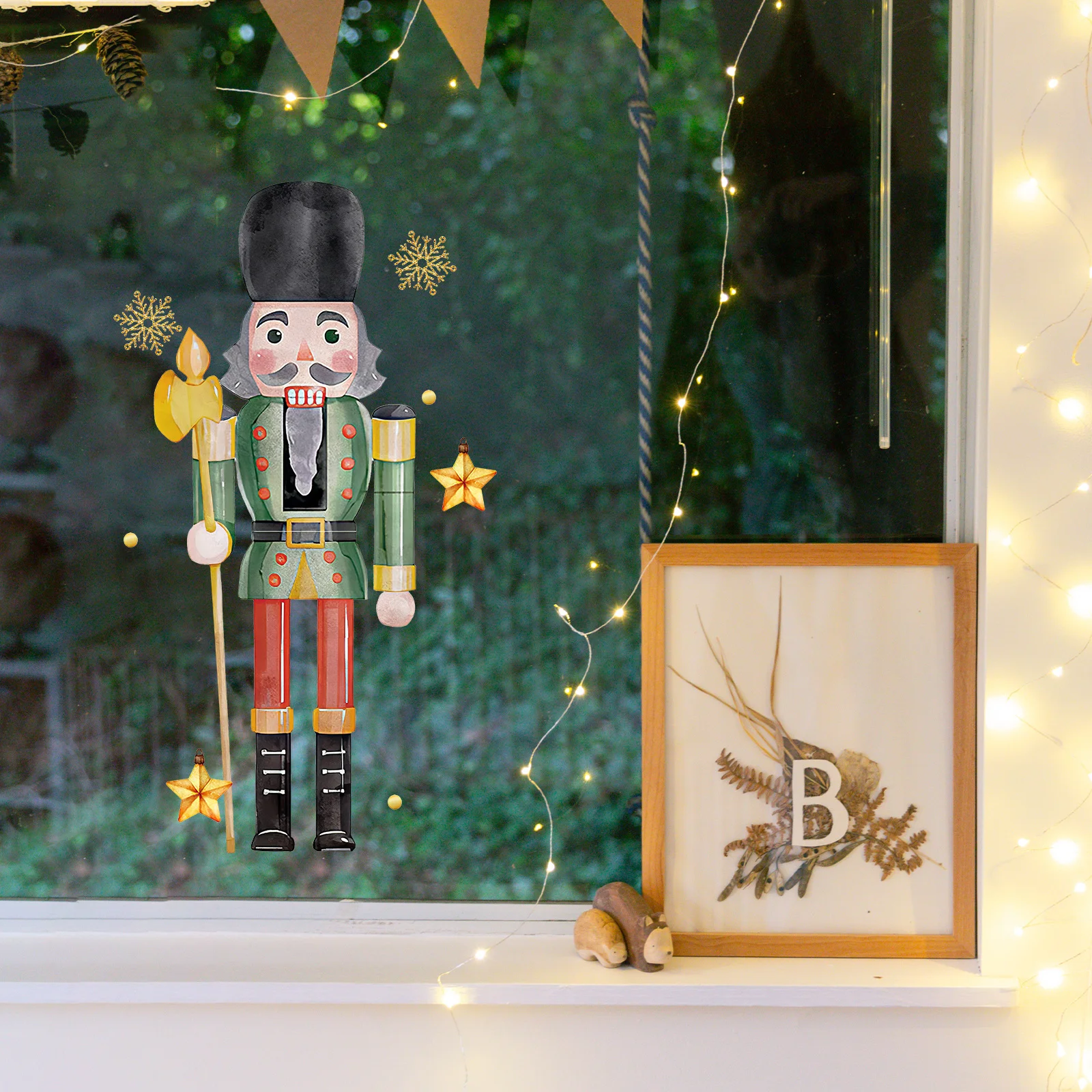 

1Set Christmas Window Decals Nutcracker Theme Holiday Decorations for Walls Doors Refrigerator Smooth Surfaces Easy Install