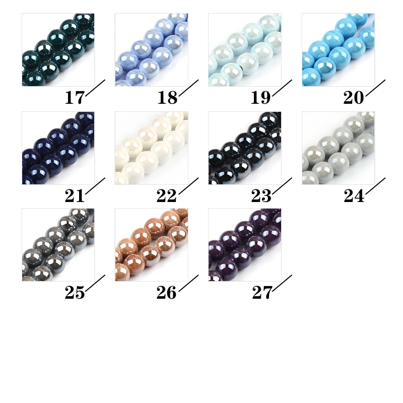 8mm/10mm Solid Color Round Shape Ceramic Beads for Jewelry Making Loose Spacer Beads Handmade DIY Bracelet Accessories