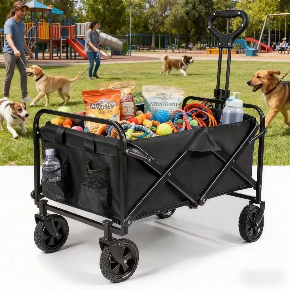 Heavy Duty Folding Garden Cart With All-Terrain Wheels, 450-Pound Capacity, Foldable Multi-Purpose Cart For Yard Work, Outdoor Gardening, And Tool Transport - Christmas Transport Supplies