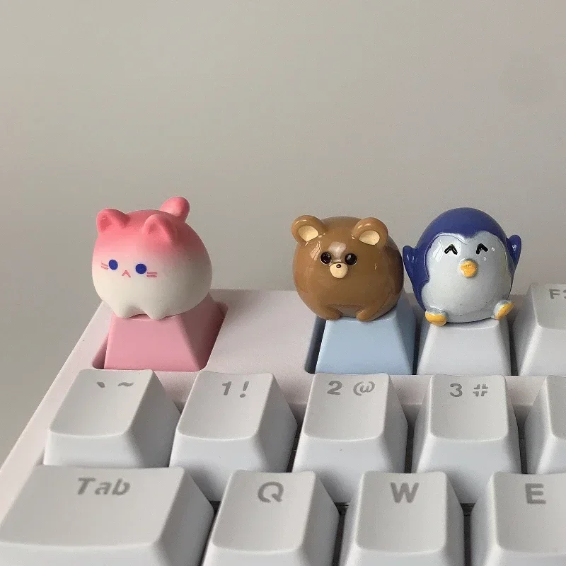 Cartoon Cute Keycap Personality Creative Point Keycaps Custom Animals 3D Translucent Cross Axis Mechanical Keyboard Decoration
