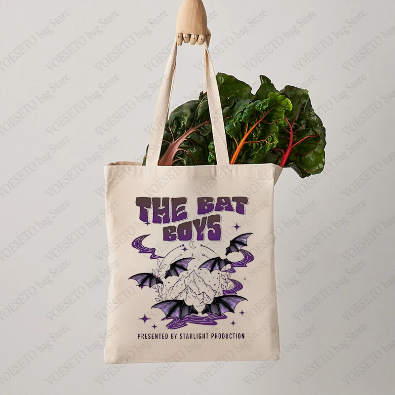 Acotar The Bat Boys Pattern Tote Bag Canvas Shoulder Bag for Band Lover Women's Reusable Shopping Bag Illyrians Warriors