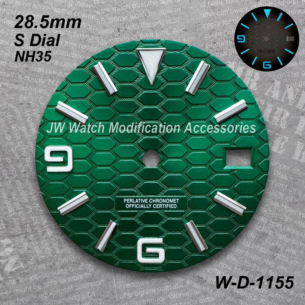 28.5 مللي متر S شعار نمط جديد الغوص الهاتفي ل NH35 الحركة اليابانية الجليد الأزرق مضيئة ساعة عالية الجودة تعديل الملحقات