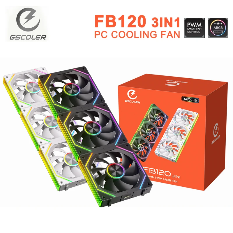 

GSCOLER FB120 3in1 Case Fan 5V 3Pin ARGB Quiet Cooling Fan Wireless Splicing Modular building block Fan