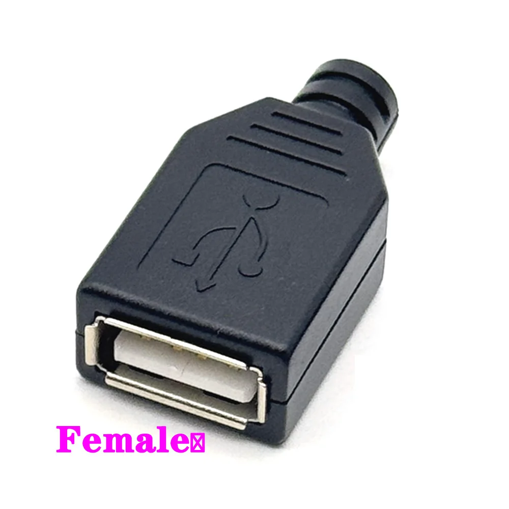 Type A USB Connector Male Female 4 Pin Plug Socket With Black White Plastic Cover USB 2.0 Type-A Soldering DIY Kits - Image 6