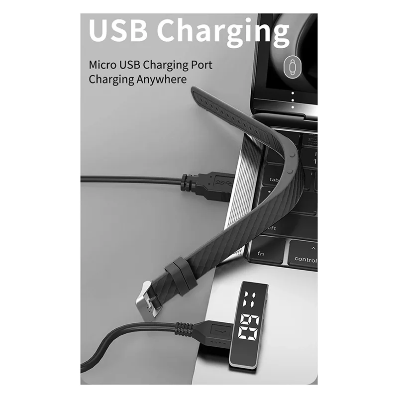 A29F-Smart Bracciale LED Orologio intelligente impermeabile Smart Band Bracciale sportivo ricaricabile Grigio