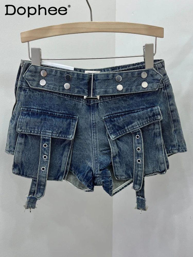 

Cargo Shorts for Women 2024 Summer New Pocket Denim Shorts All-Match Loose Slimming A- Line Hot Pants High Waisted Shorts