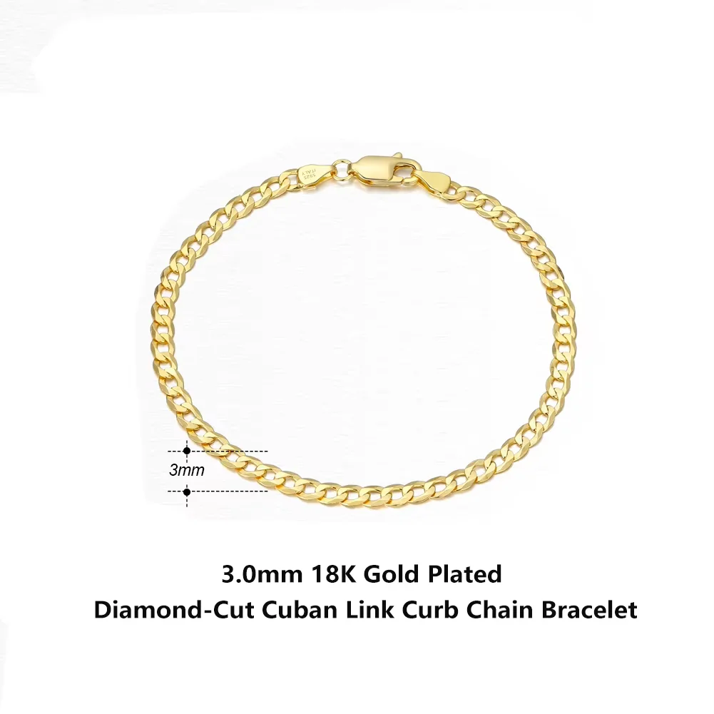 ORSA JEWELS Kubanisches Kettenarmband aus 18 Karat Gold, 925er Sterlingsilber, 5 mm, italienische Mode, handgefertigtes Armband, Schmuck für Männer und Frauen, SB123