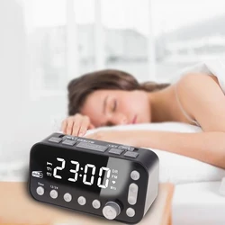 Convenient Bedside Digital Alarm Retro Home Small Appliances Desktop Decorations LED Clock with Dual USB DAB/FM Radio Wholesale