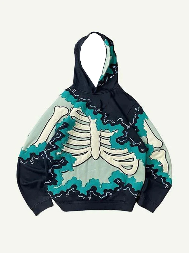 Neuheit Herbst/Winter 2026: Amerikanischer Hip-Hop-Stil 3D-Skelett-Print Hochwertiger Hoodie Perfekt für den Alltag – Detail 8