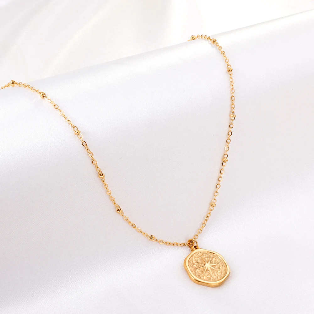 LUXUSTEEL Lucky Star Virgin Mary Men Stainless Steel Necklace Religious Style Women\'s Prayer Amulet Jewelry Arabic Classic Gift
