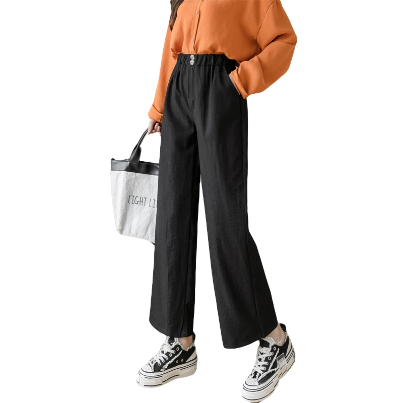High Waist Wide Leg Pants Women's Casual Loose Fit Straight Cut Spring Autumn New Sle Junior High School Students Faionable
