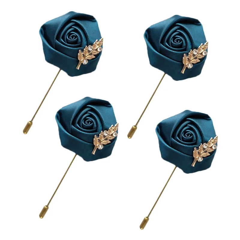 Lky Fr Gold Boutonnieres Bruiloft Accessoires Bruidegom Corsage Pins Lint Broche Bloemen Ivoor Boutonniere Mariage Homme Versiering