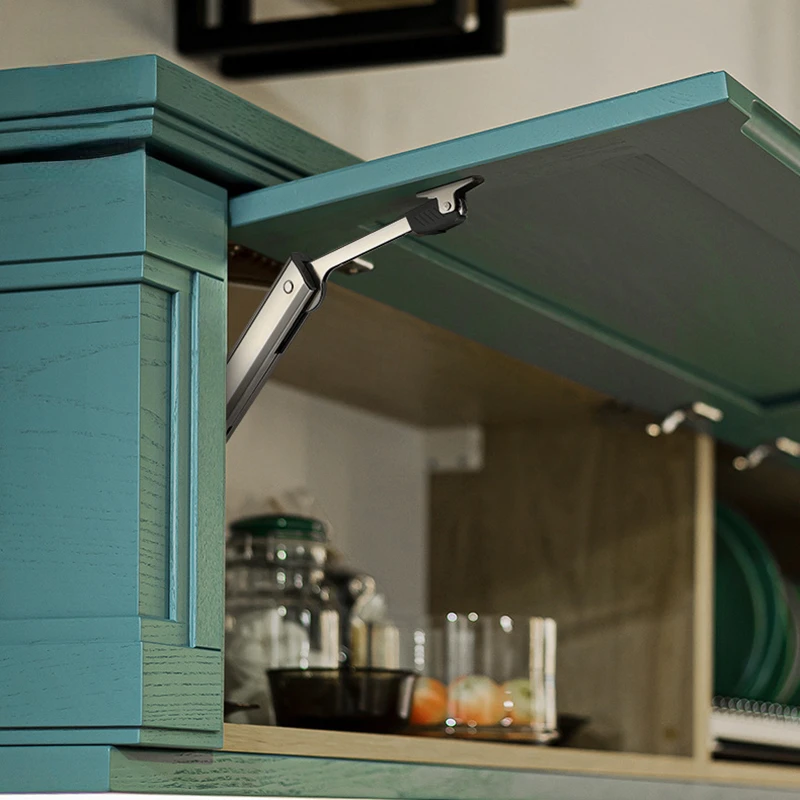 Heavy-duty hydraulic cabinet hinges up and over door stop at will support rod pneumatic pneumatic rod spring support