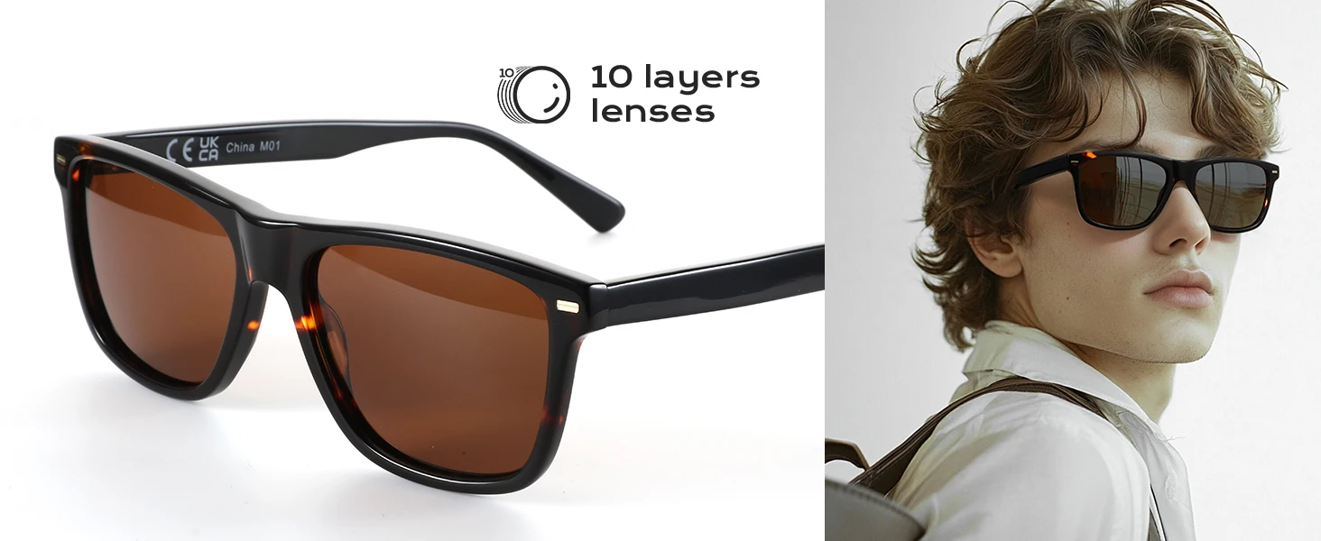 ZENOTTIC Fashion Square Polarisierte Sonnenbrille UV400-Schutz Acetat-Sonnenbrille Klassisches Design Schatten für Damen Herren – Detail 4