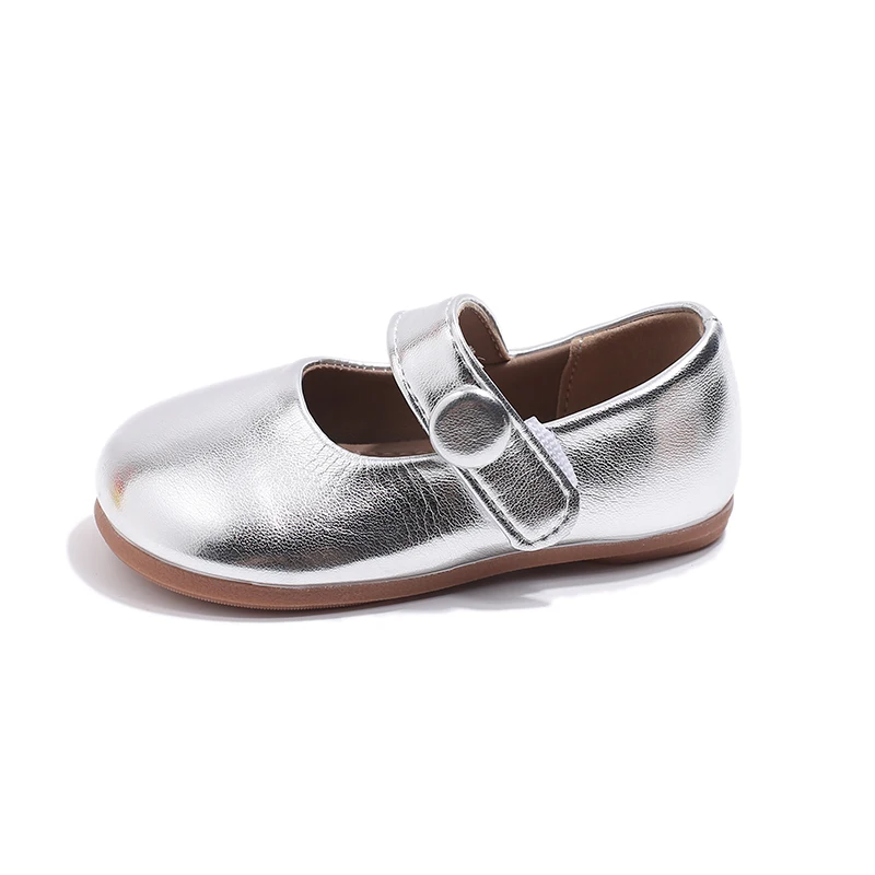 Mädchen Schuhe weich pu Leder Ballett Wohnungen Kindermode runde Zehen Freizeit schuhe Gold Silber rosa Leder Schuh