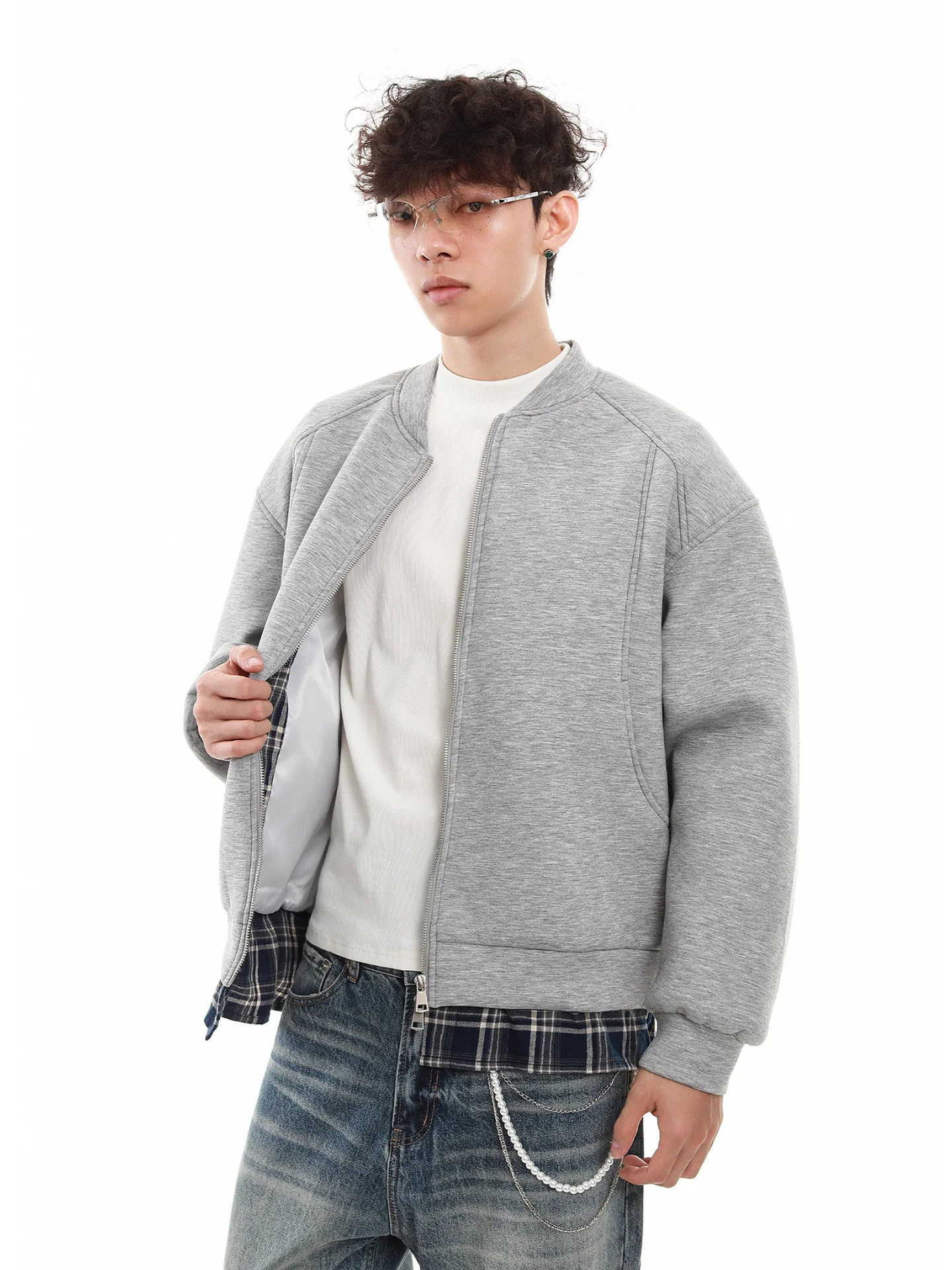 

American Sle Spliced Heavyweight Hoodie Men's ort Baseball Jaet Casual Sportswear Polyester Blend Autumn Outerwear