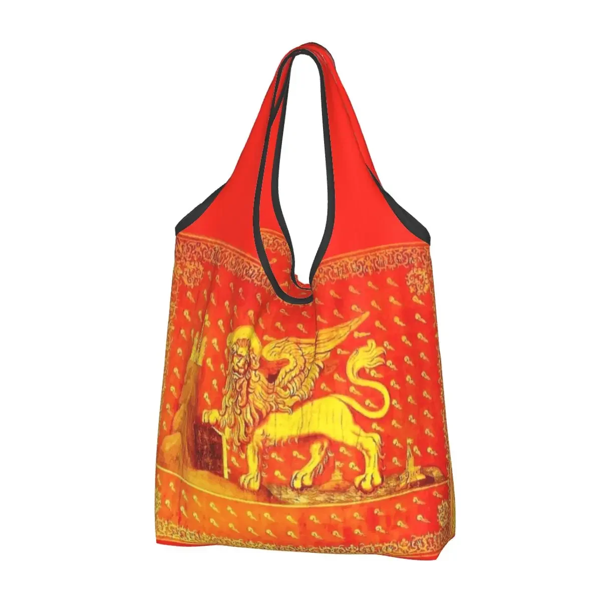 Venice Veneto Flag Groceries Shopping Bags Custom Shopper Tote Shoulder Bags Big Capacity Portable Lion of Saint Mark Handbag