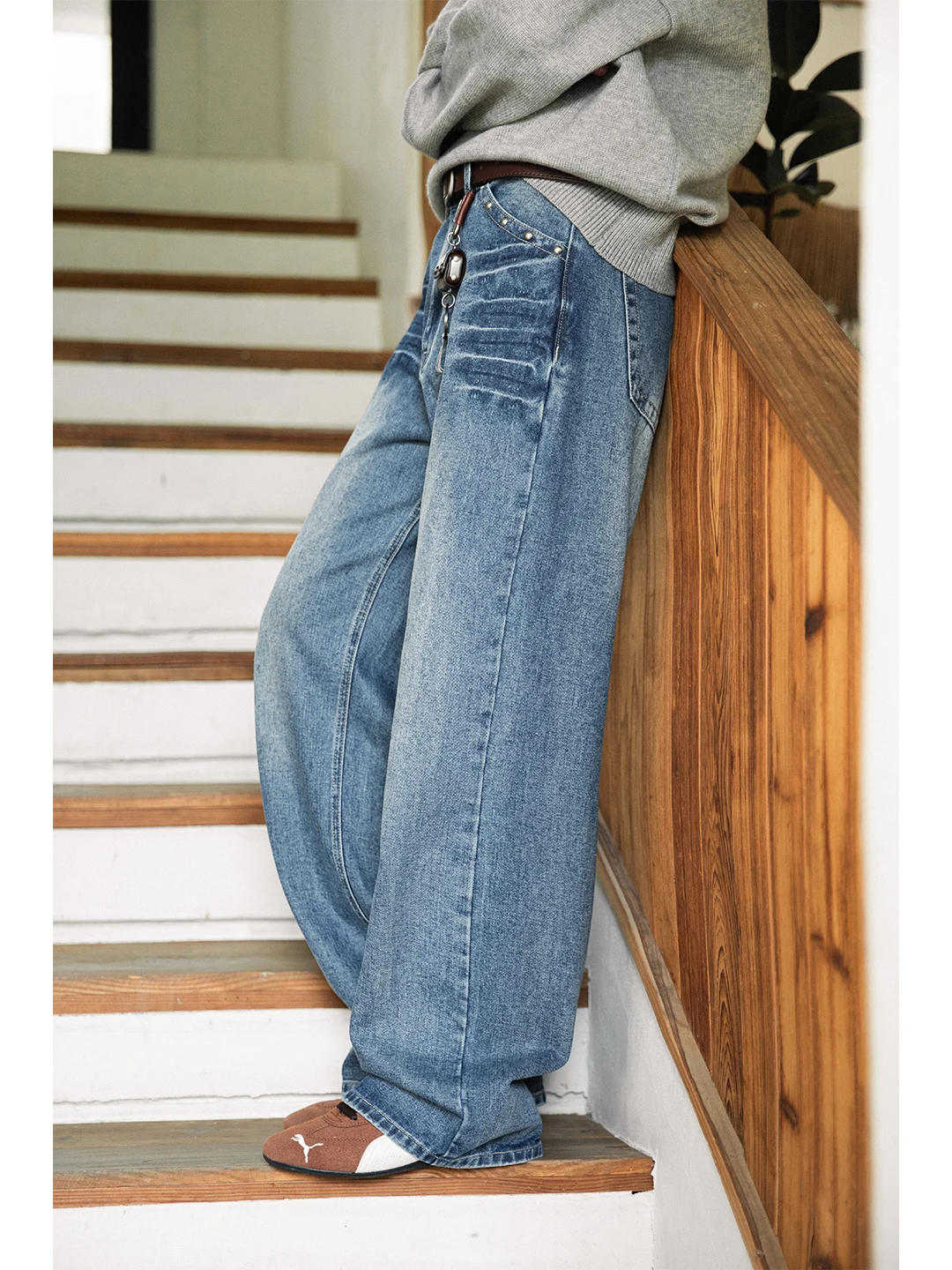 سليم صالح مستقيم الساق الجينز الرجال الصيف رقيقة شارع العليا الاتجاه فضفاض بنطال ذو قصة أرجل واسعة الأمريكية الرجعية برشام البرق نمط #2