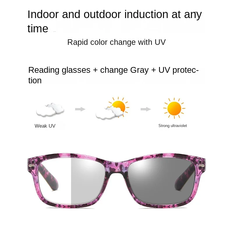 

New Ultra Light High-definition Photochromic Reading Glasses Fashionable Anti Blue Light and Anti Ultraviolet Presbyopia Glasses