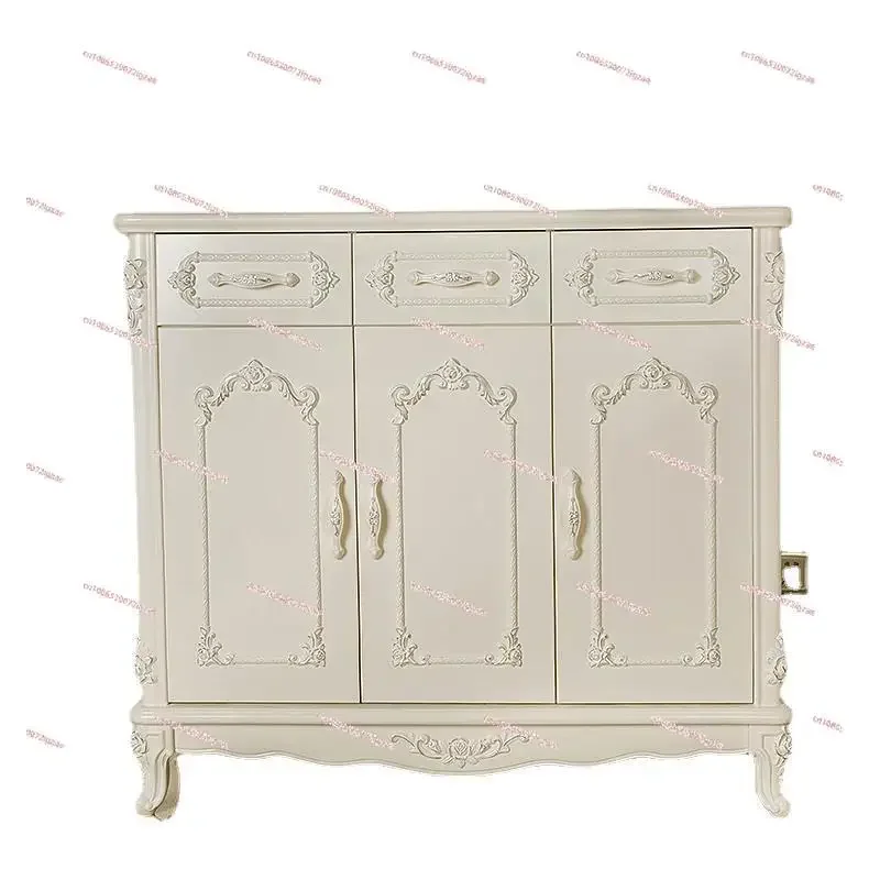 Living Room Doorway Shoe Cabinet White Solid Wood Entrance  Simple Locker