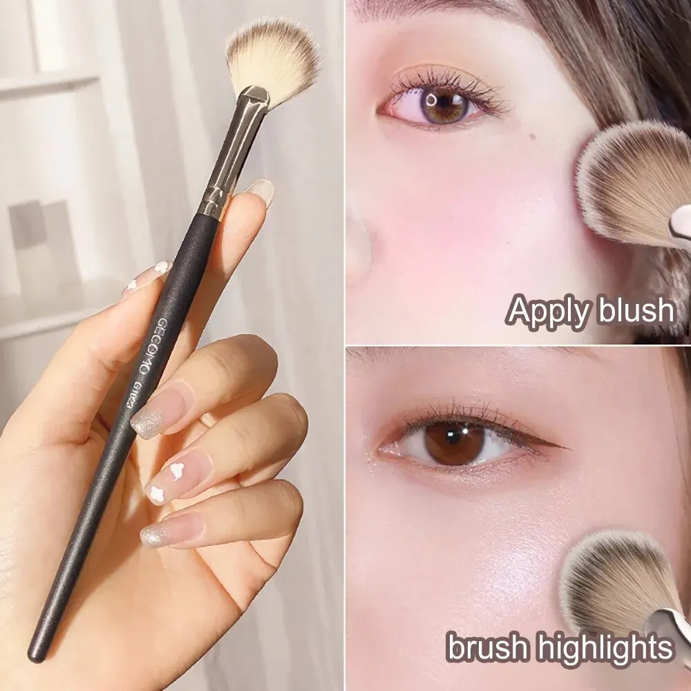 Highlighting Brush Soft Brush for Blusher Powder GECOMO Cosmetic 2 in 1 Make Up Brush