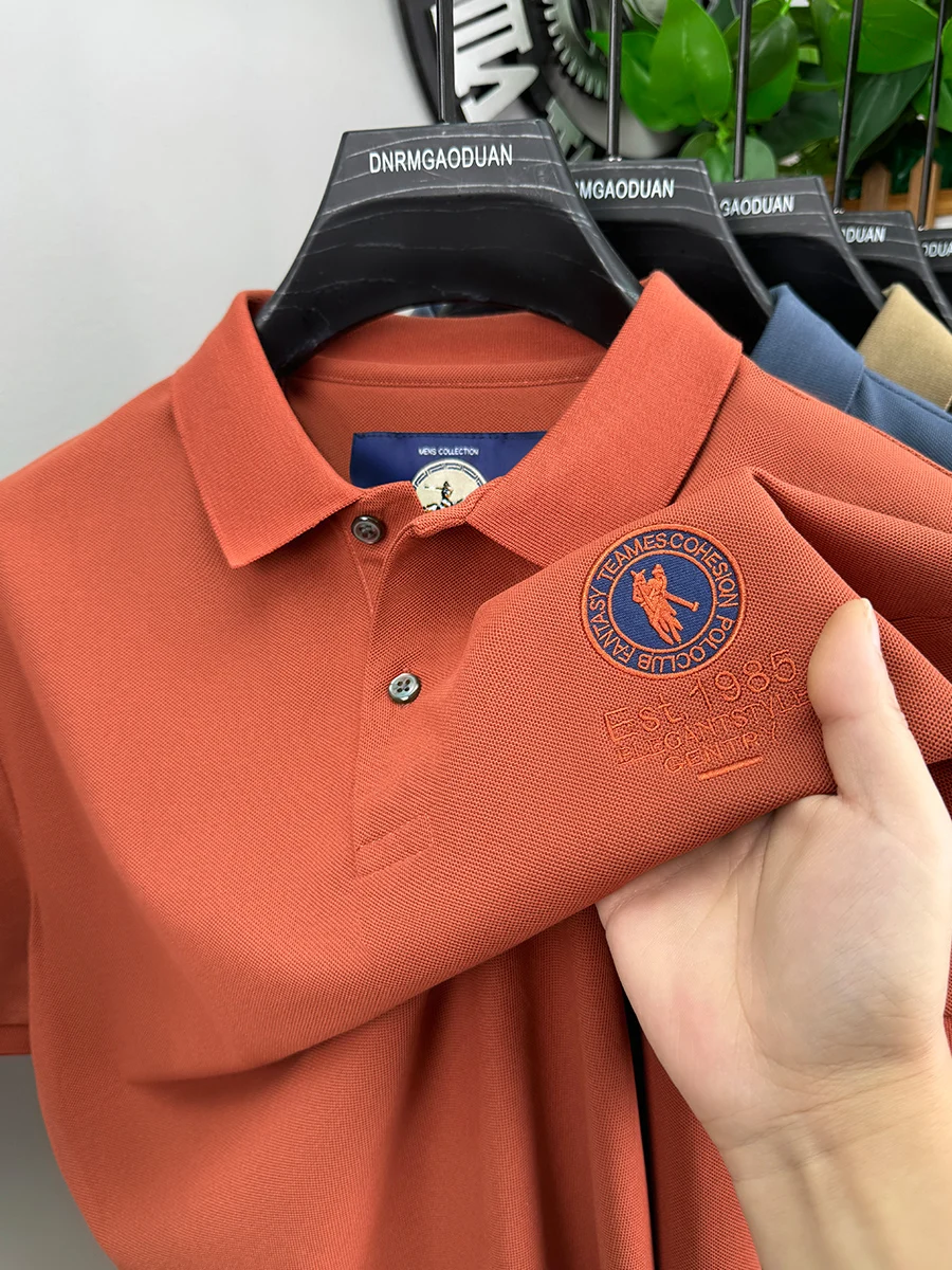 

Brand Luxury Men's Polo Shirt Lapel Horse Embroidery Short Sleeve Simple T-Shirt Summer New Fashion Business Versatile Menswear
