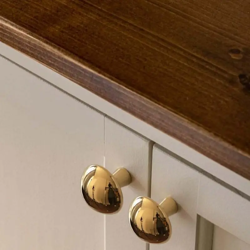 Personalized Mushroom Handle Light Luxury French Solid Brass Handle Wardrobe Door Handle Drawer Nordic Cabinet Gold Round Knob