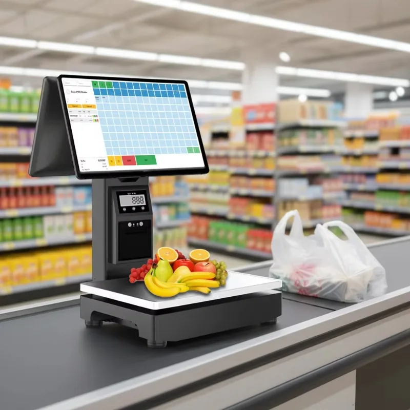 Android Touch Dual Screen Weight on One Scale Cash Register POS System All-in-one Electronic Scale