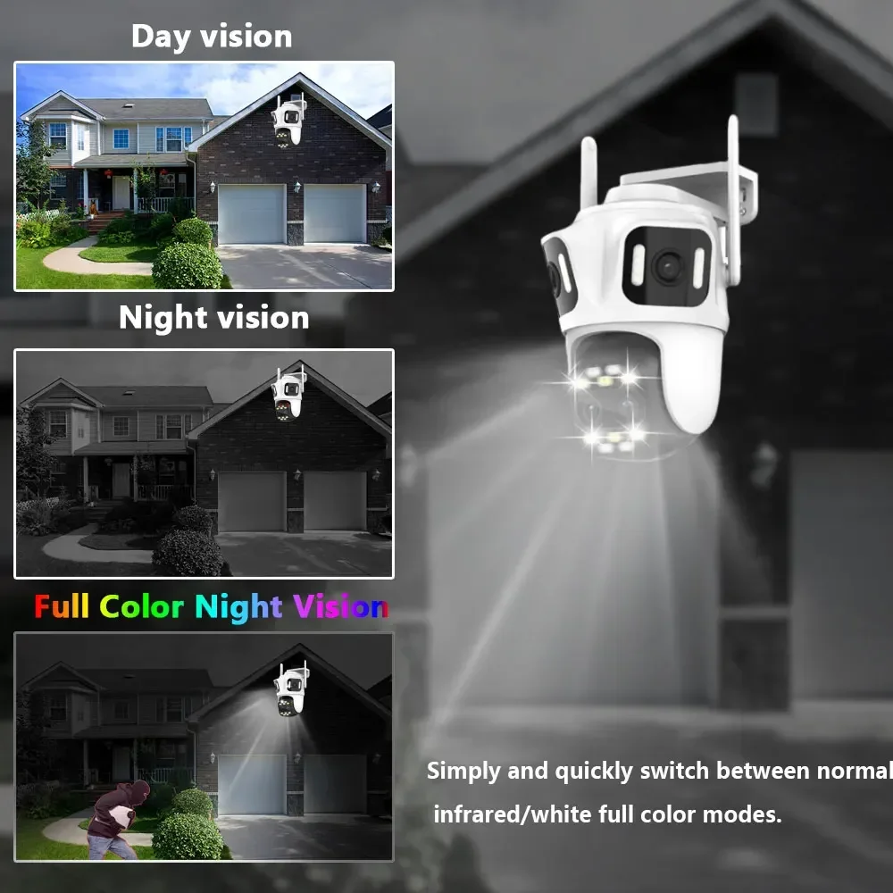 8K 16MP Video Surveillance Camera WiFi CCTV 8X Zoom Outdoor Wireless 360 Security IP Camera PTZ Four Lens Wi-Fi Cameras ICSee