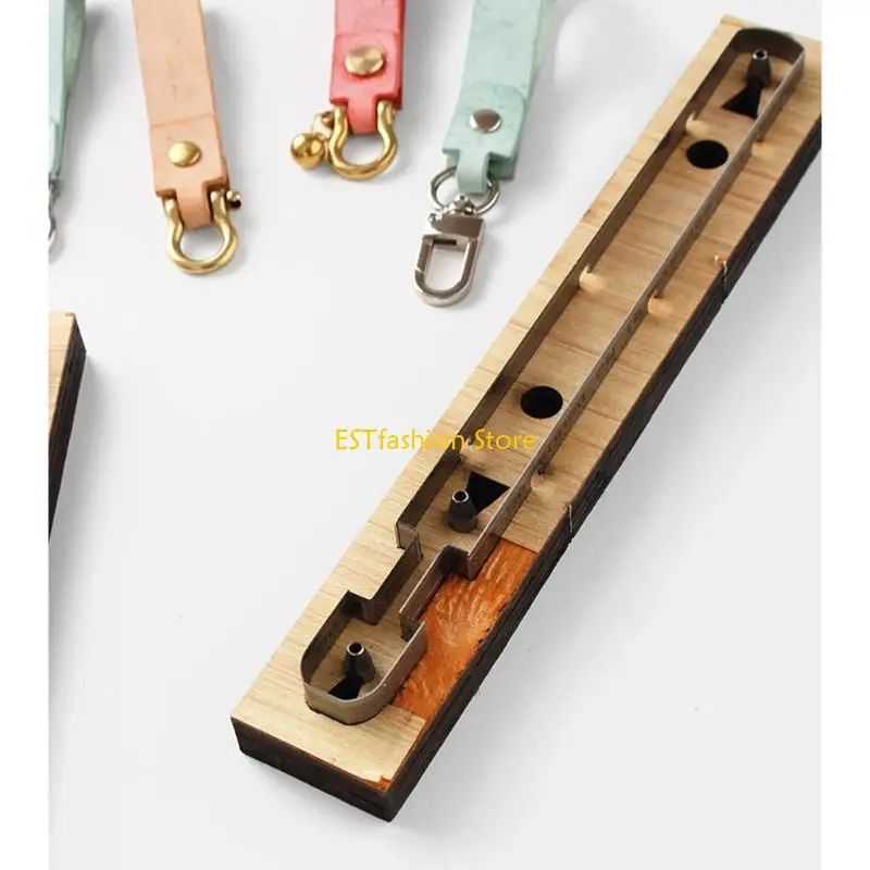 

Y5GC Leather Template Wooden Mold RFID Keychain Strip Pattern Stencil Leather Craft