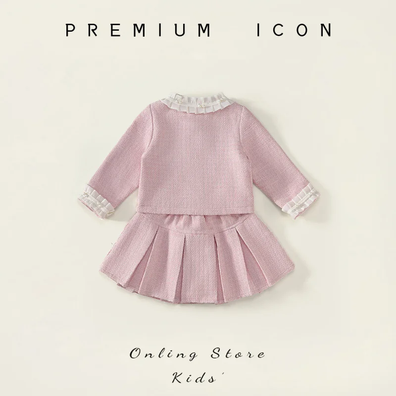 

2025Autumn New Girls' Skirt Set Pink Cute Short Skirt Two-Piece Set for Girls Wholesale