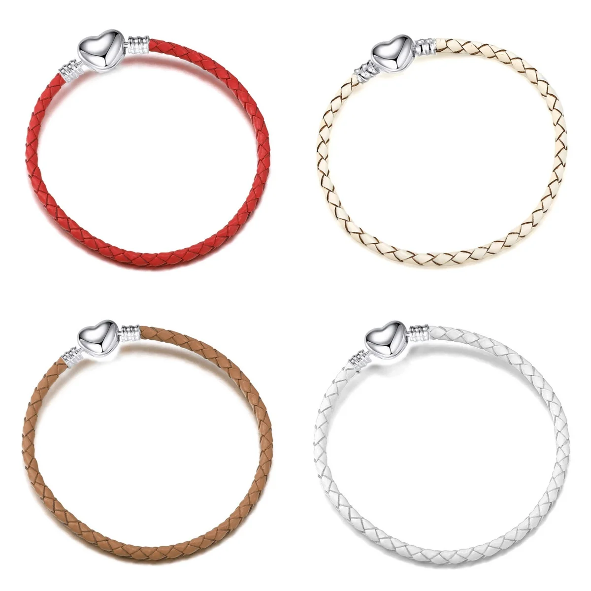 Silver Color Love Couple Bracelet Single Loop Boys And Girls Leather Rope Basic Chain For Pandora Christmas Bracelets Gifts